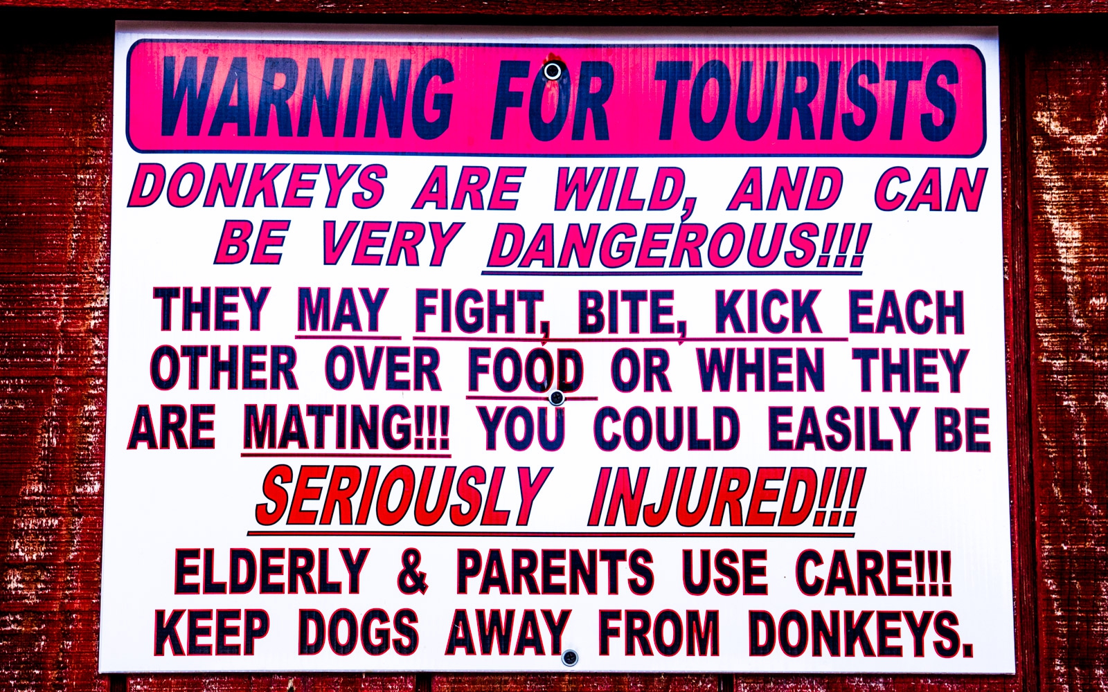Warning for tourists